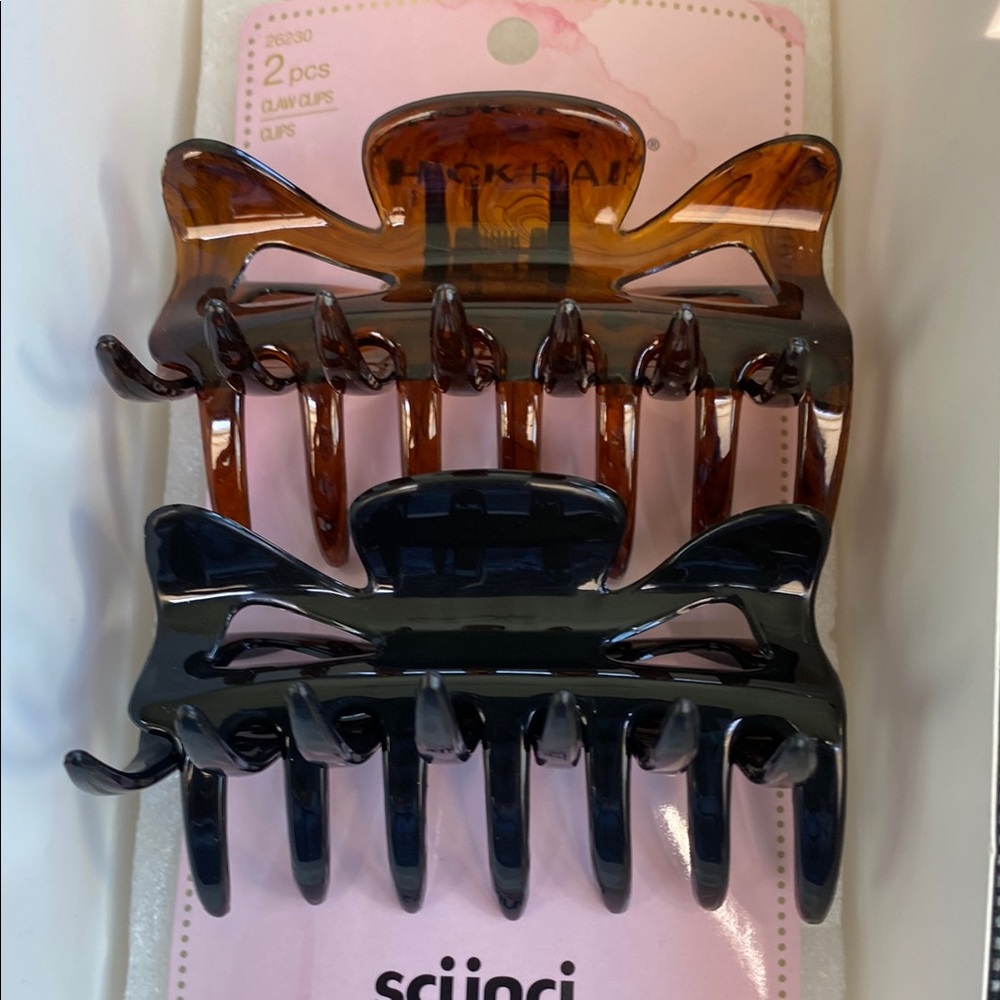 Scunci Hair Claw Clips - Brown and Black